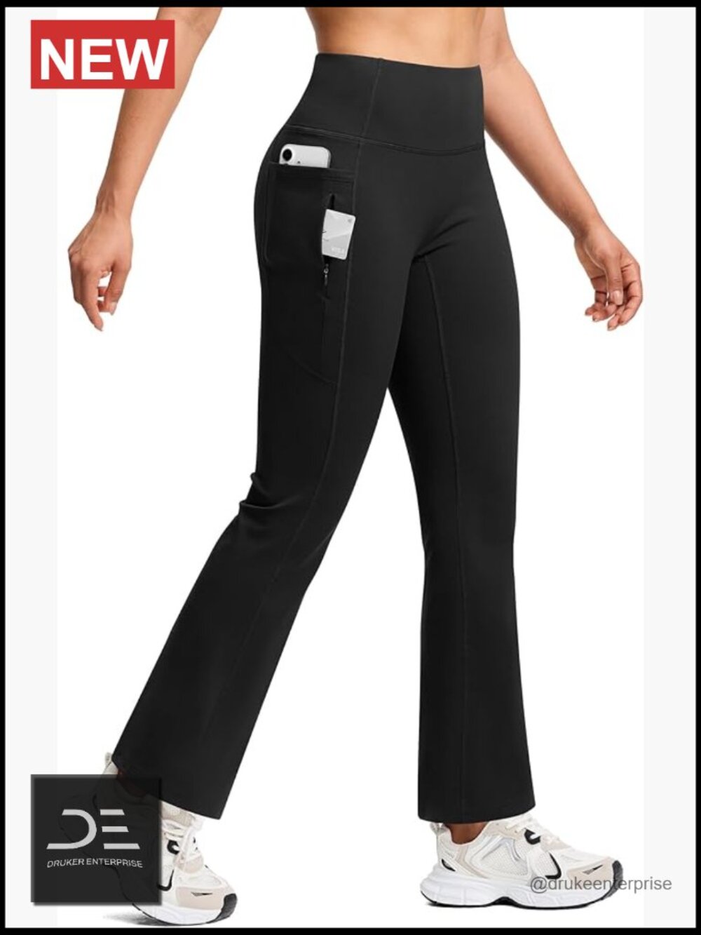 High Waisted Fleece Lined Flare Yoga Pants with Pockets